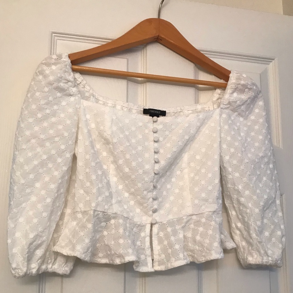 Cotton Eyelet Square Neck Top